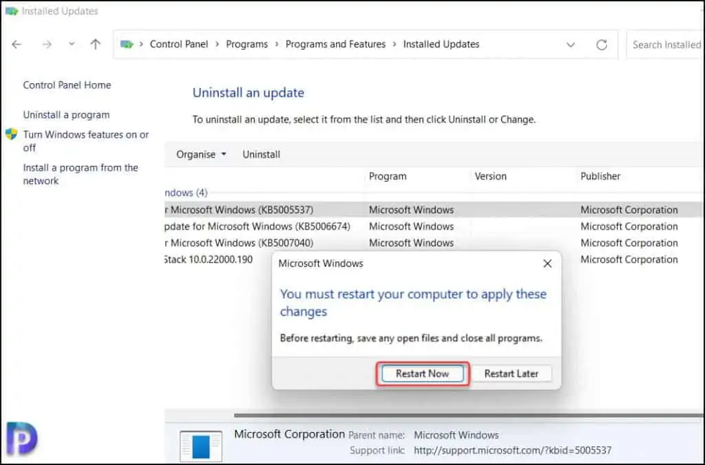 Remove Windows 11 Update