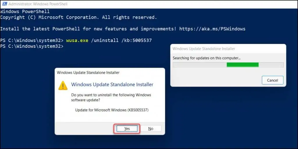 Remove Windows 11 Update using PowerShell