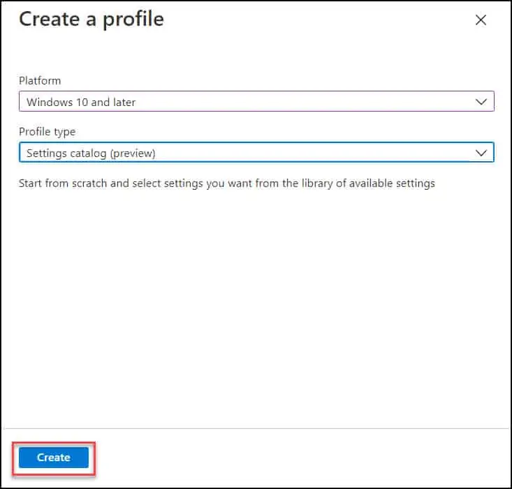 Create Intune Profile to disable Control Panel and PC Settings