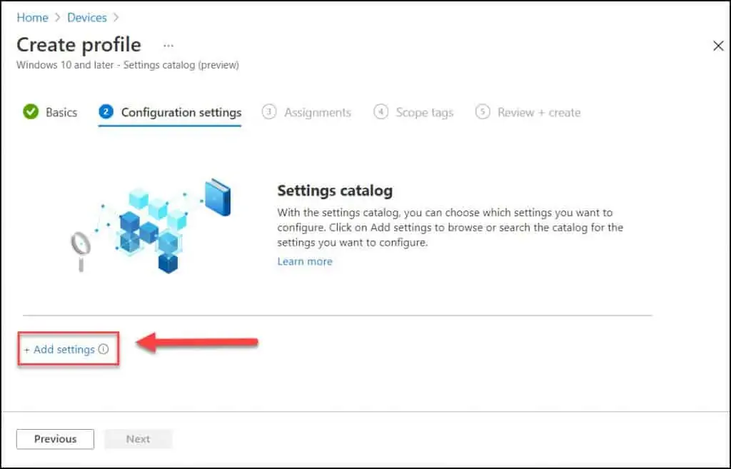 Settings Catalog