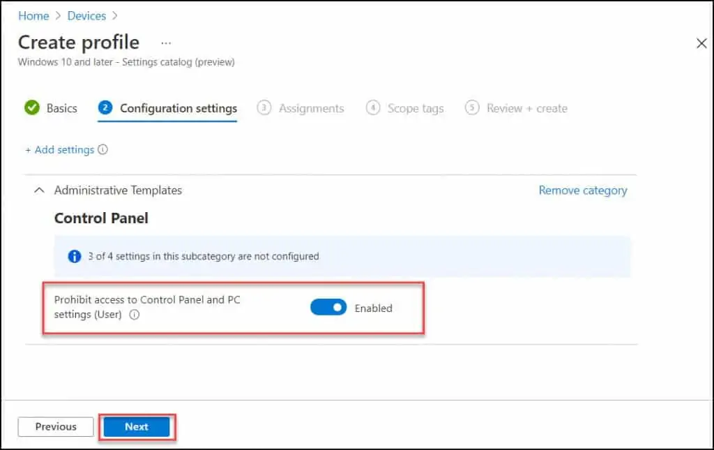 Prohibit Access to Control Panel and PC Settings using Intune