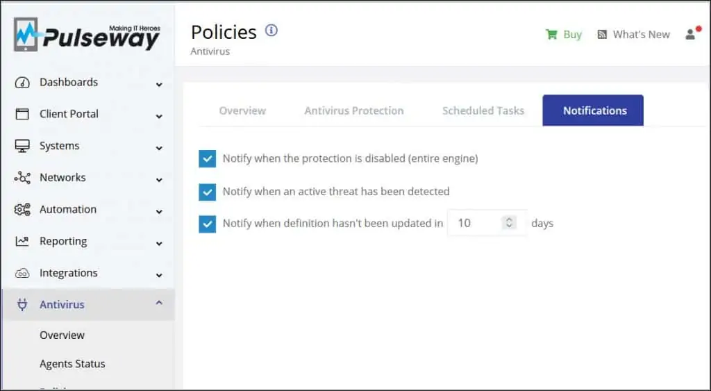 Pulseway Antivirus Notifications