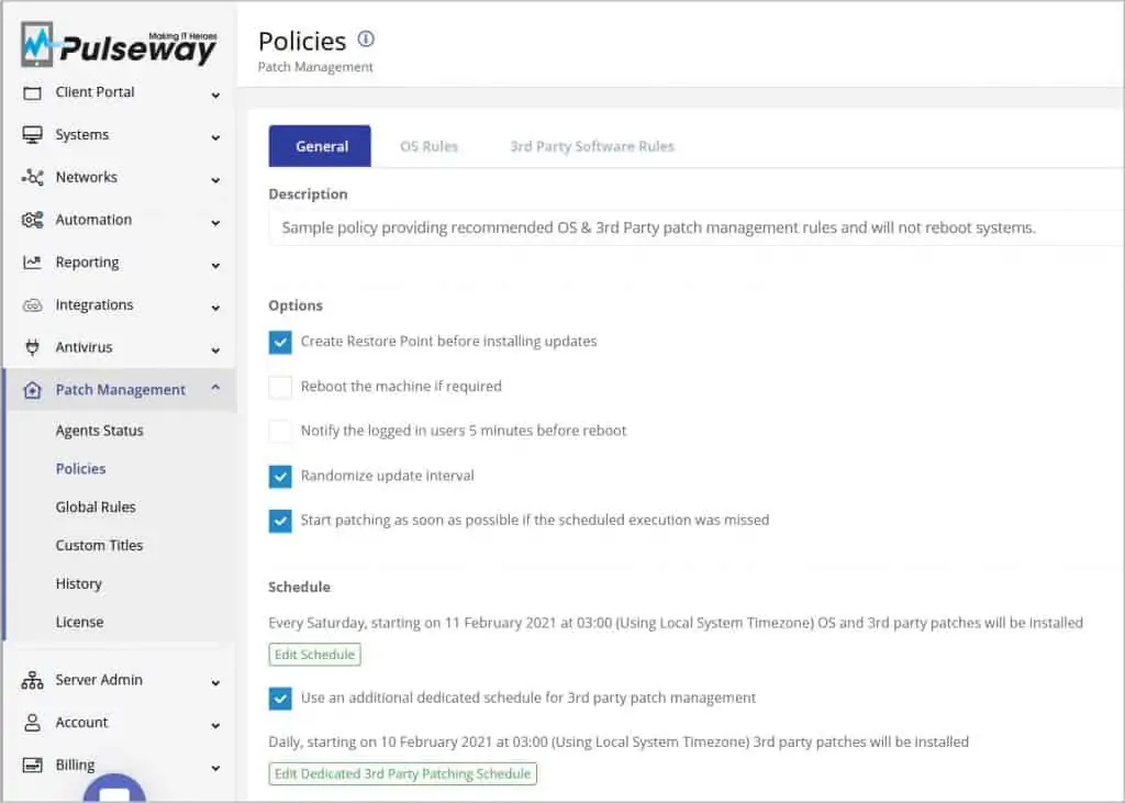 Pulseway Patch Management Policies