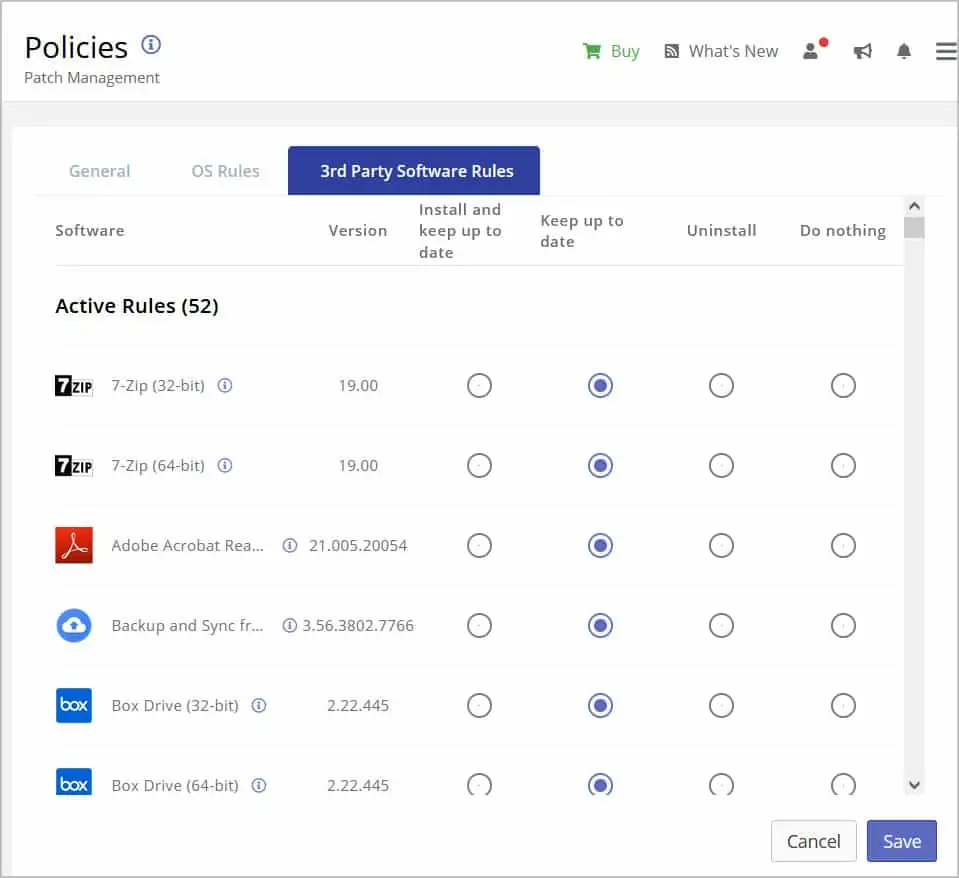 Pulseway Patch Management third-party software rules