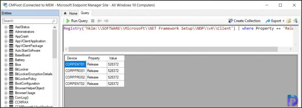 Query Registry Value using CMPivot