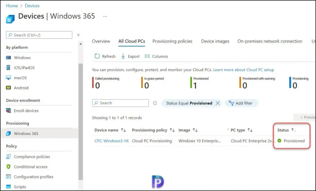 Check the Provisioning Status of Cloud PC