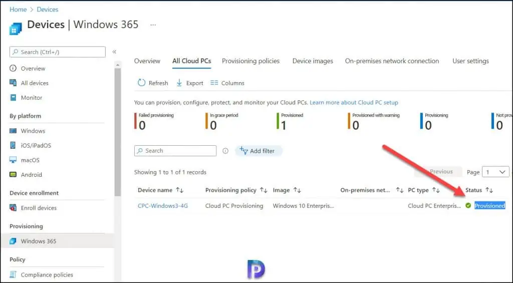 Cloud PC Reprovisioning Process Completed