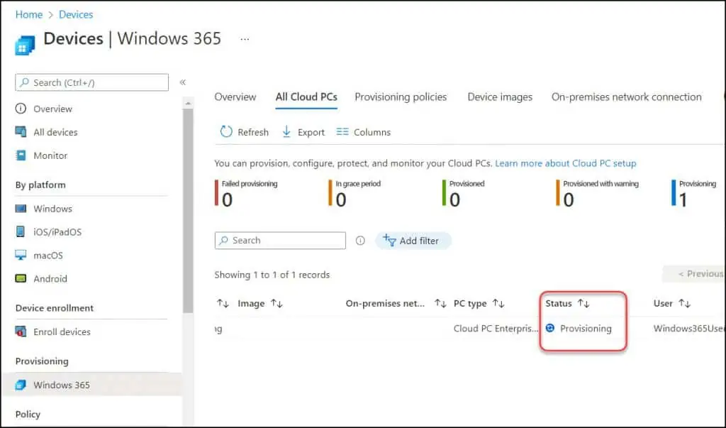 Monitor Cloud PC Reprovisioning Process