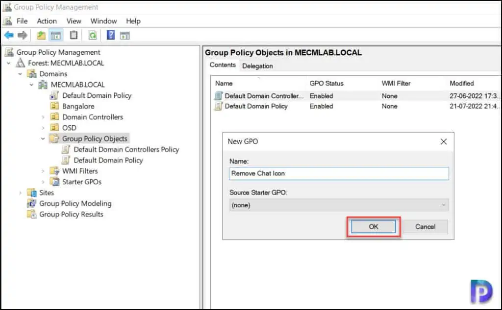 Remove the Chat Icon using Group Policy