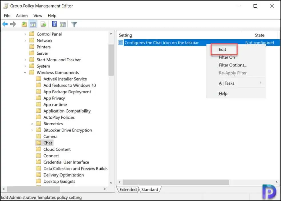 Configure Chat Icon on Taskbar GPO