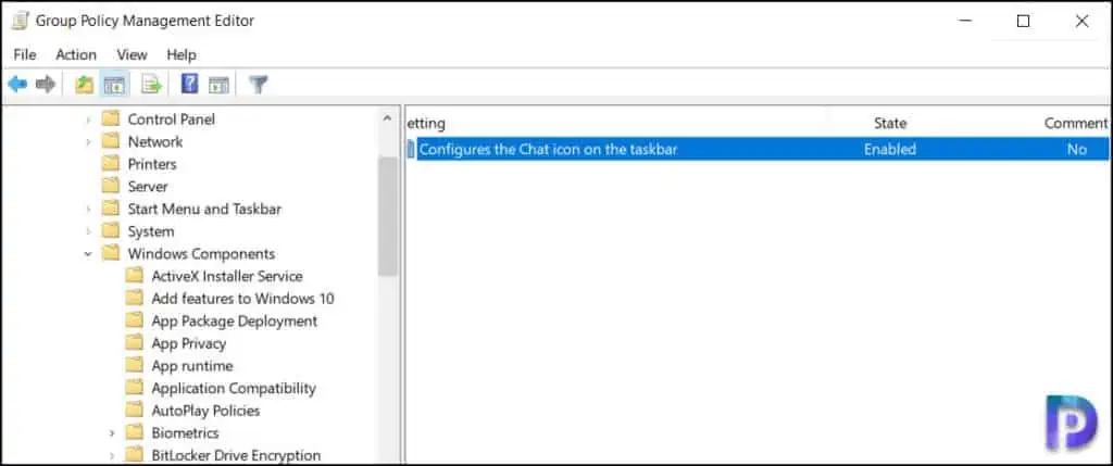 Remove the Chat Icon using Group Policy