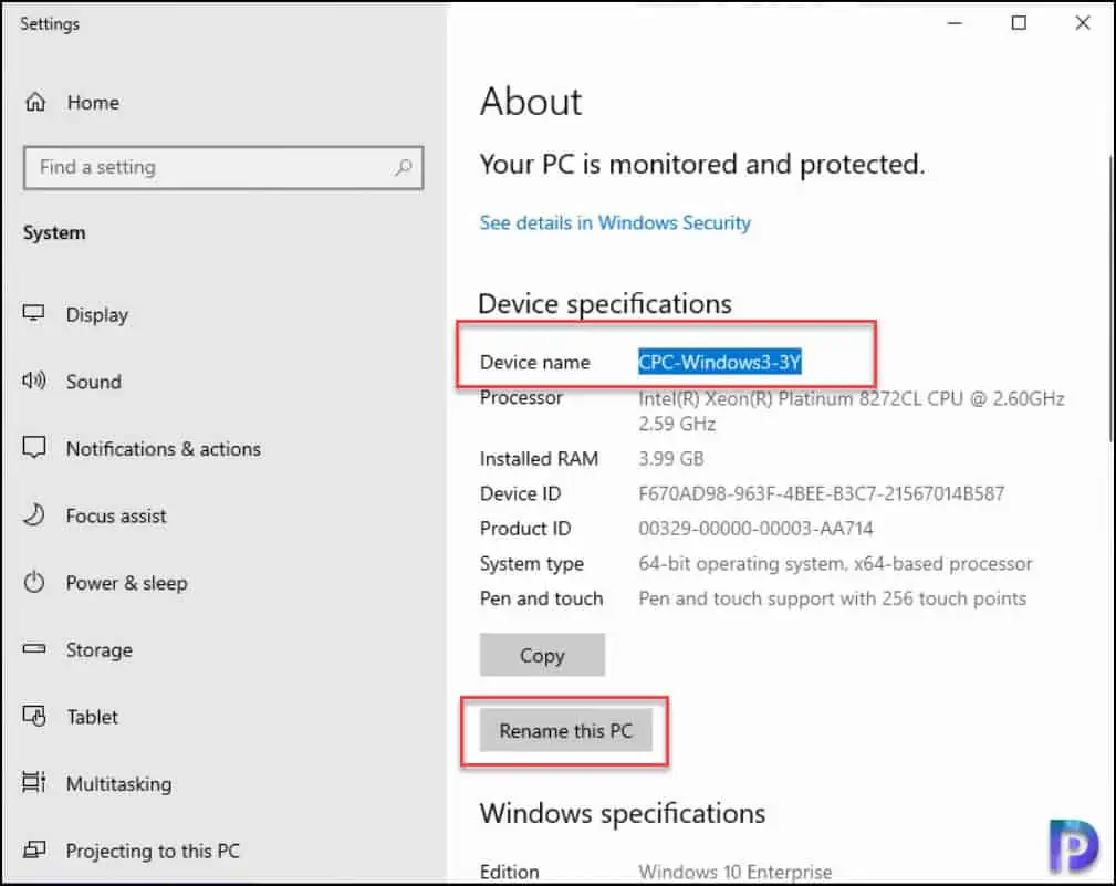 Rename Windows 365 Cloud PC from Windows Settings