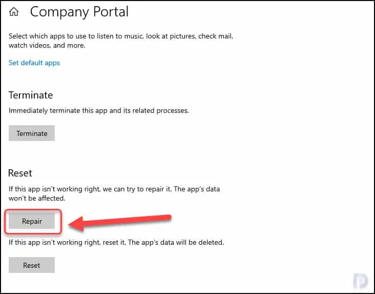 Repair Intune Company Portal App