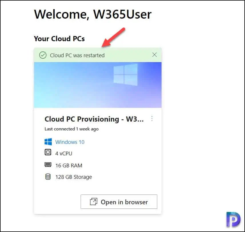 Cloud PC Restarting Status
