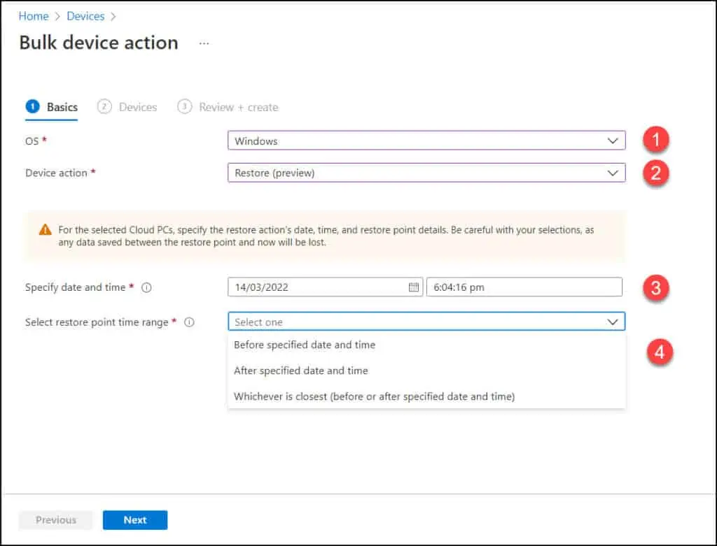 Restore multiple Cloud PCs in bulk