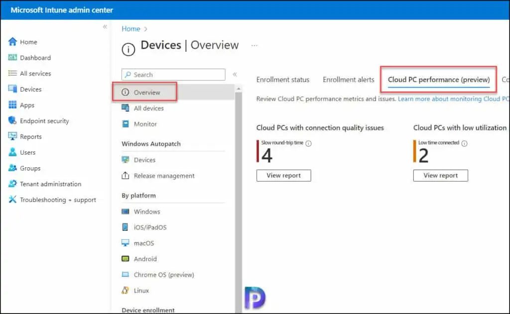 Locate Windows 365 Cloud PC Reports in Intune