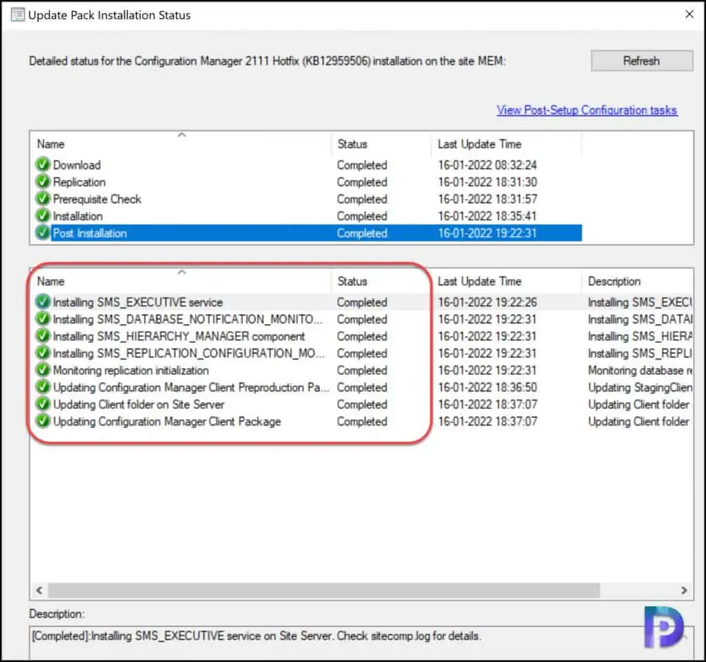 Monitor ConfigMgr 2111 Hotfix KB12959506 Installation