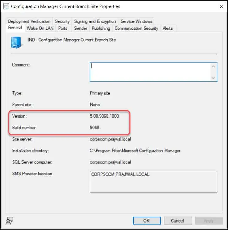 SCCM 2111 Build Number and Version