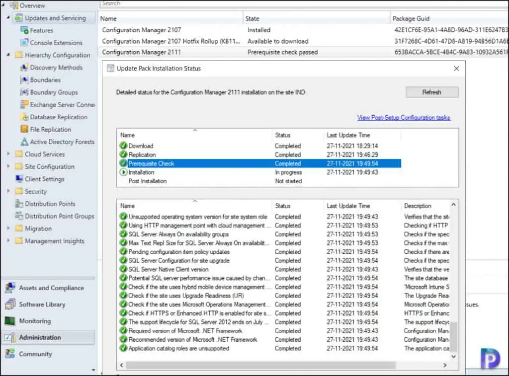 Configuration Manager 2111 Prerequisite Check Success