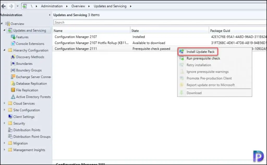 SCCM 2111 Upgrade - Install ConfigMgr 2111 Update