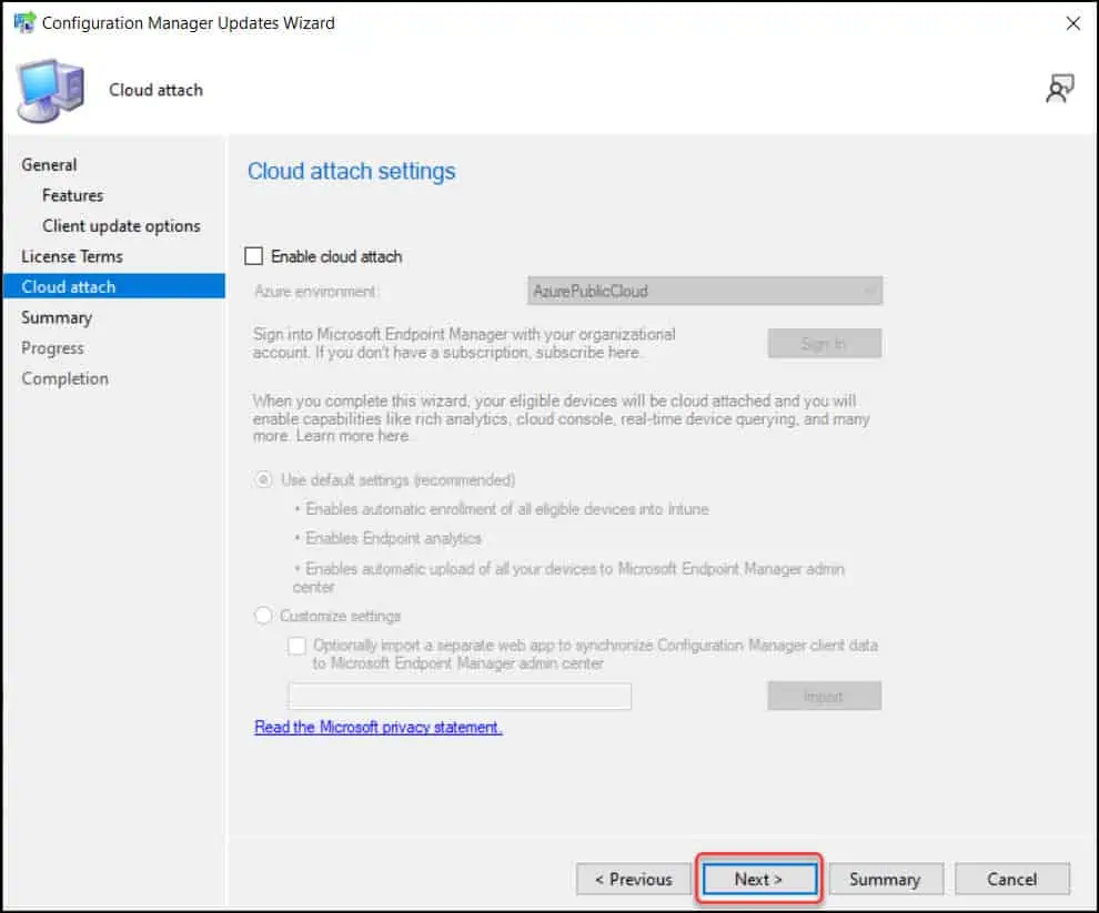 SCCM 2203 Upgrade - Cloud Attach