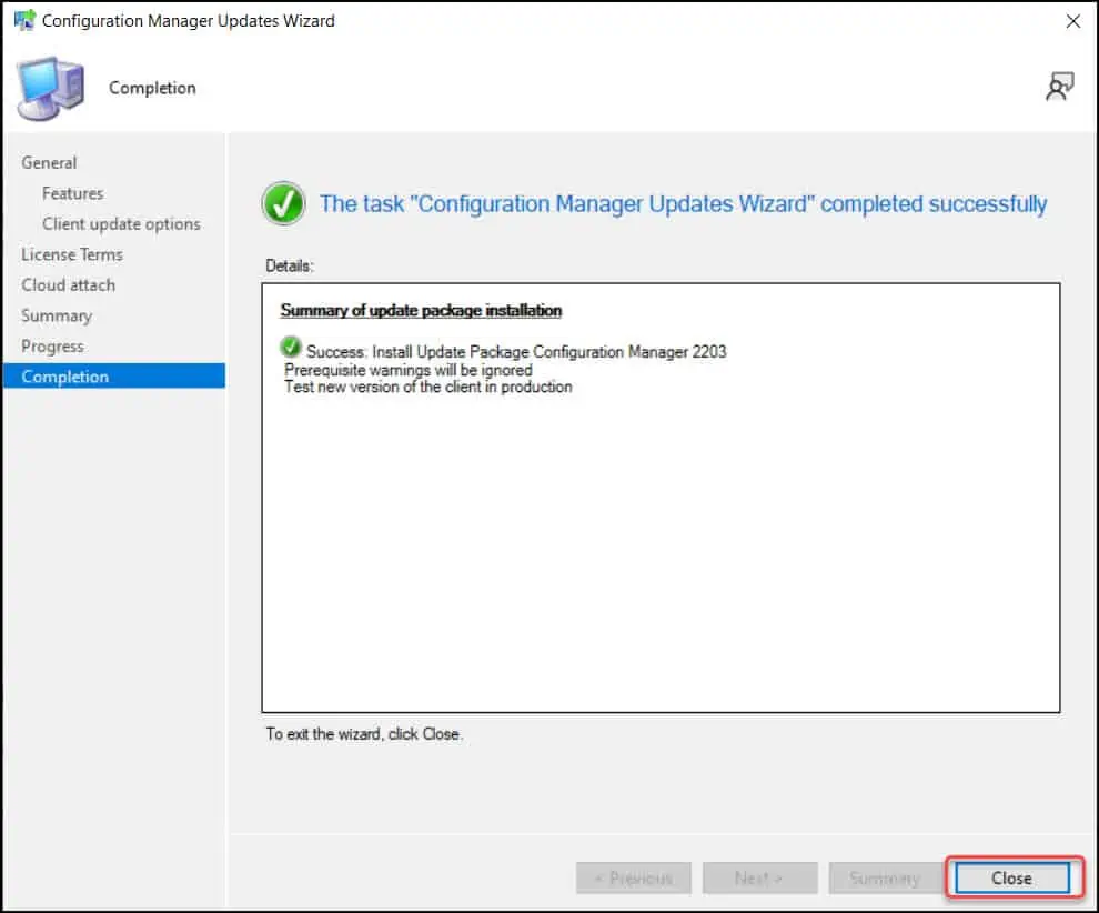 Install SCCM 2203 Update