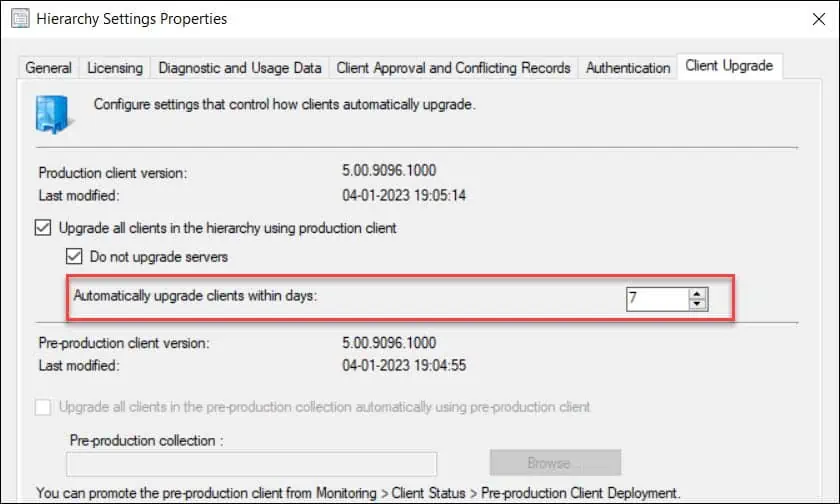 SCCM Automatic Client Upgrade Duration