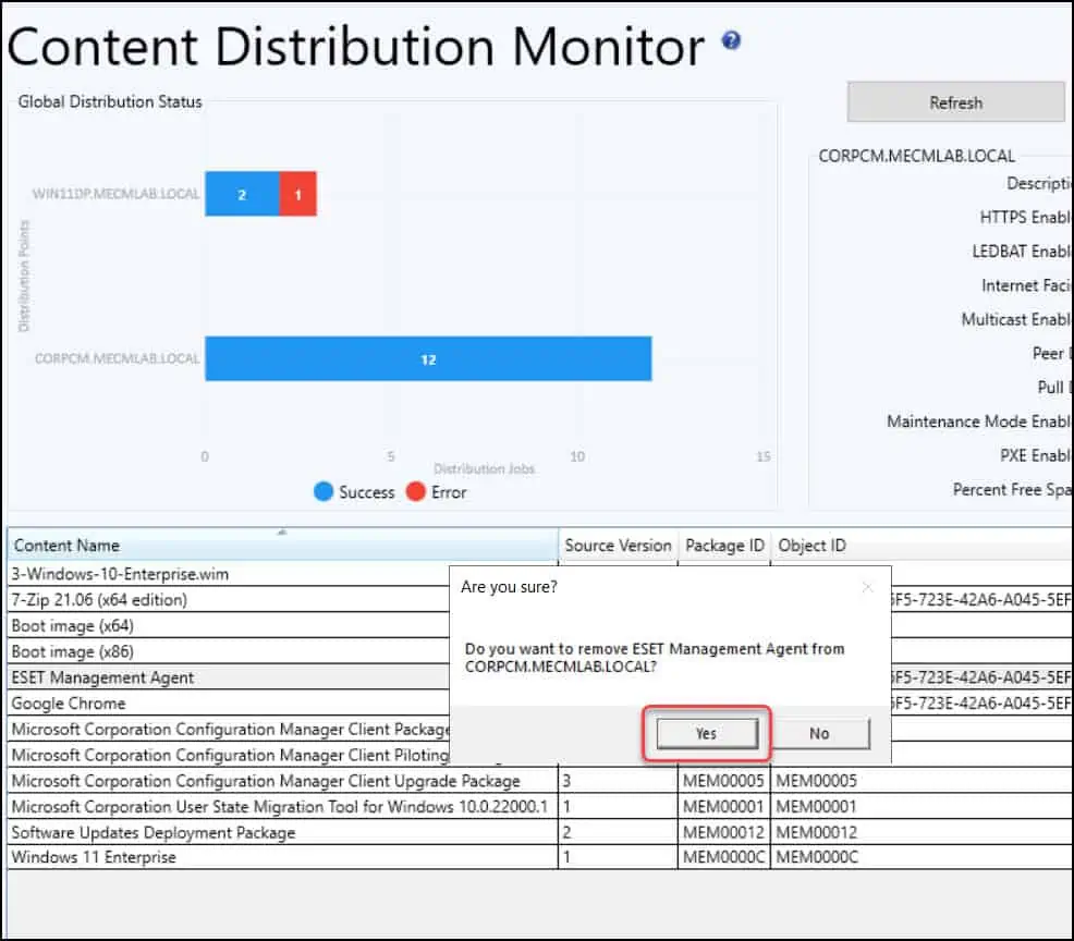 SCCM Content Distribution Monitor - Remove Content from Distribution Point