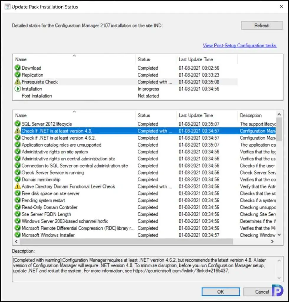 SCCM Dot NET 4.8 Prerequisite Warning