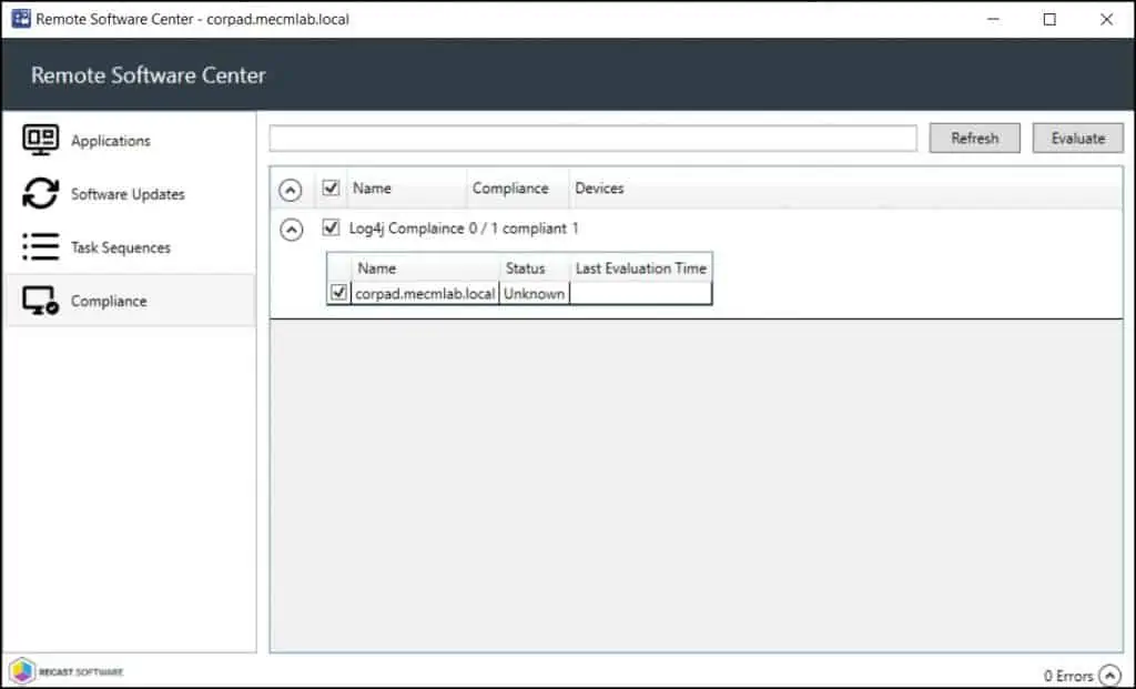 Evaluate ConfigMgr Baselines using Remote Software Center