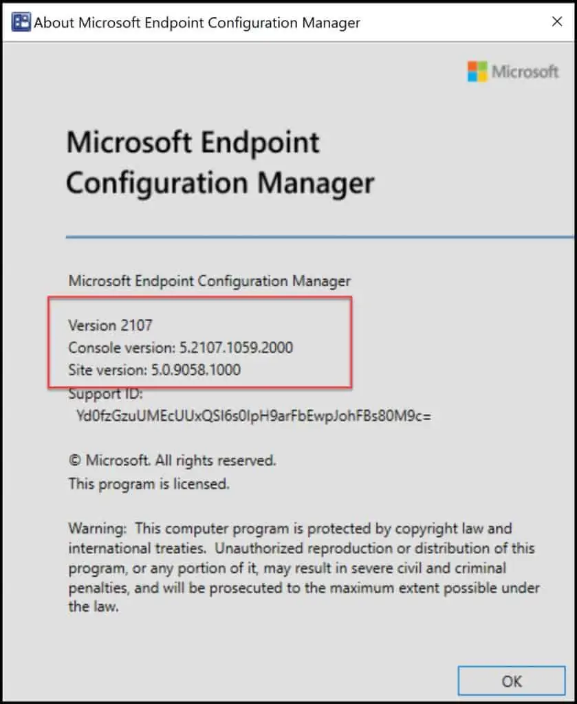 Verify SCCM 2107 Upgrade