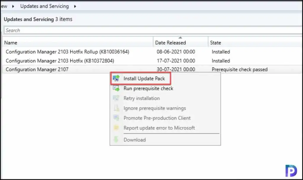 Begin the SCCM 2107 Upgrade