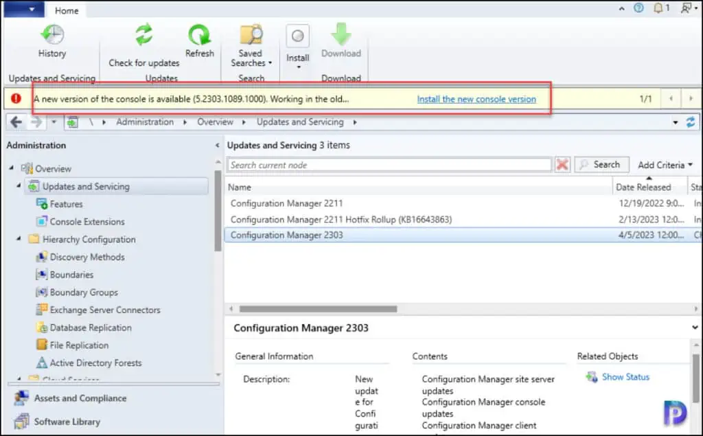 SCCM 2303 Console Upgrade