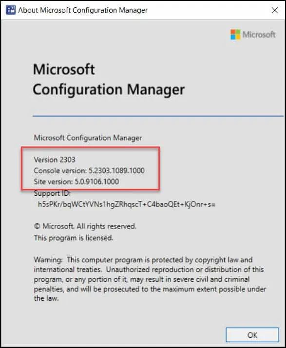 Verify SCCM 2303 Upgrade