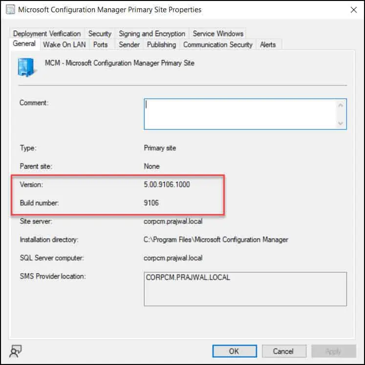 SCCM 2303 Build Number and Version