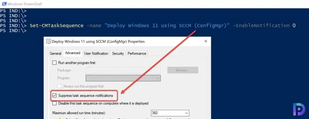 Suppress TS notifications using PowerShell