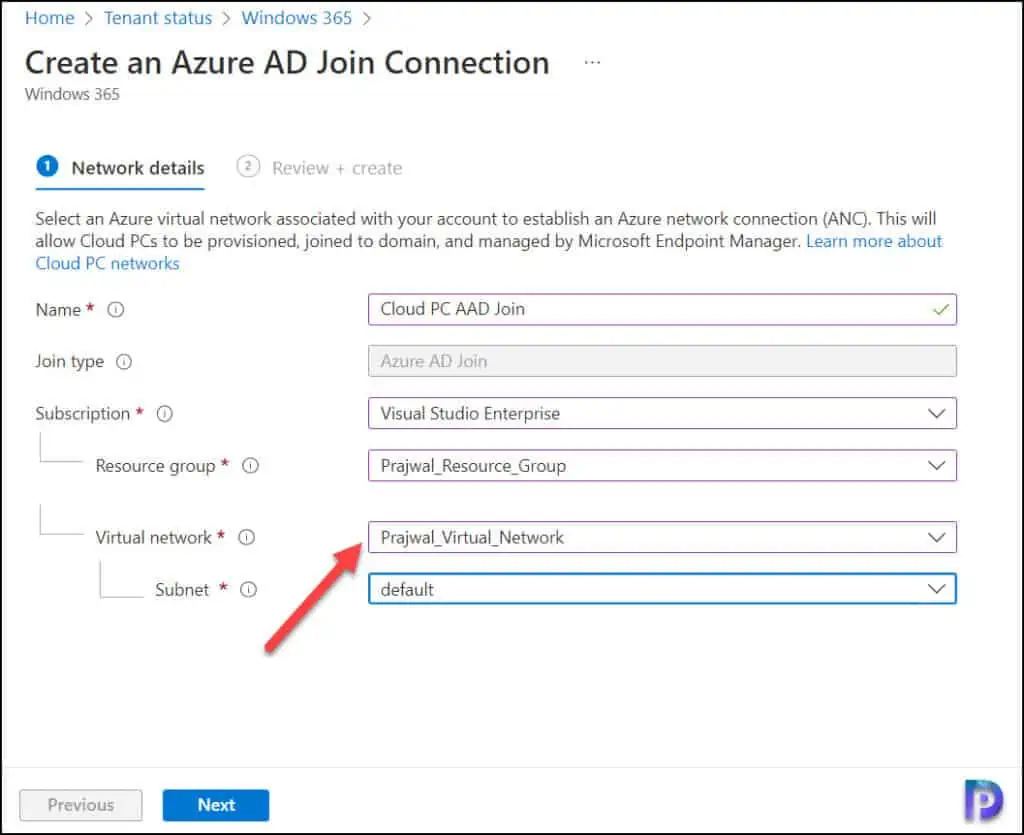 Cloud PC Azure AD Join Connection