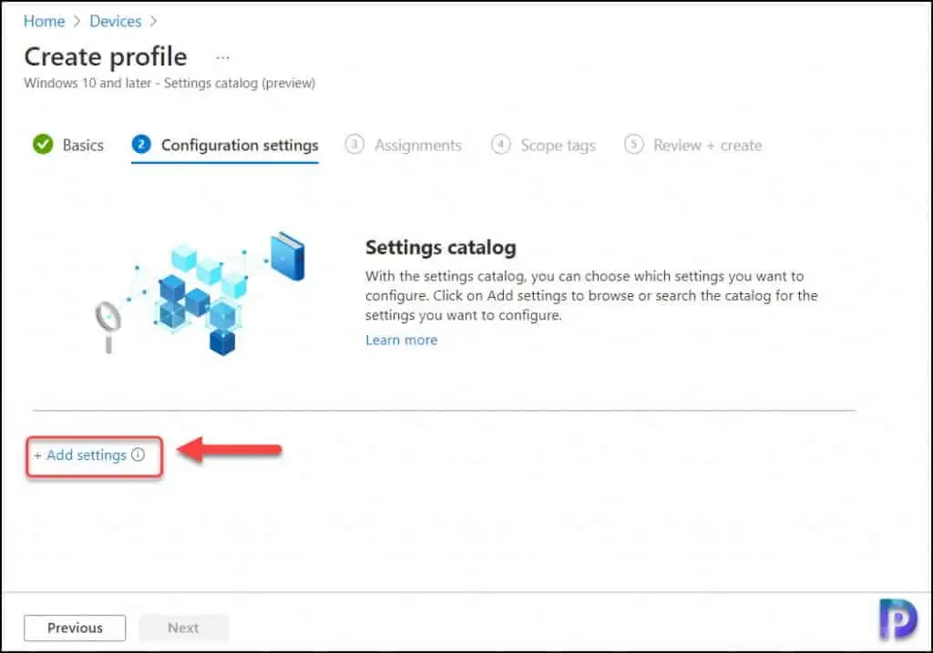 Intune Settings Catalog - Add Settings