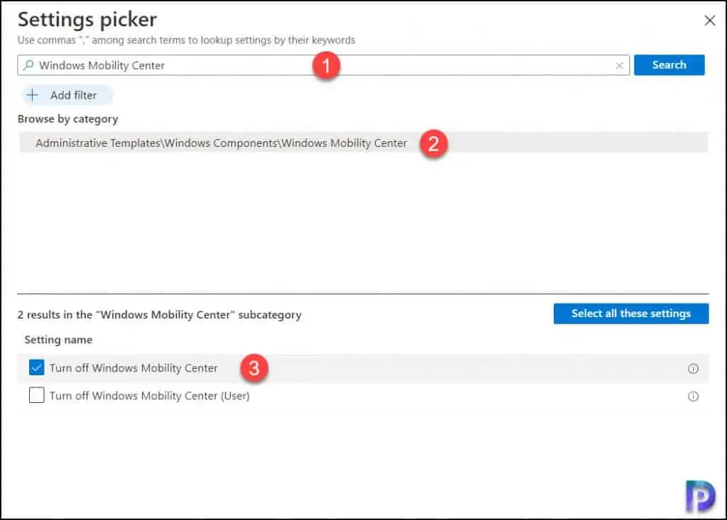 Turn Off Windows Mobility Center using Intune