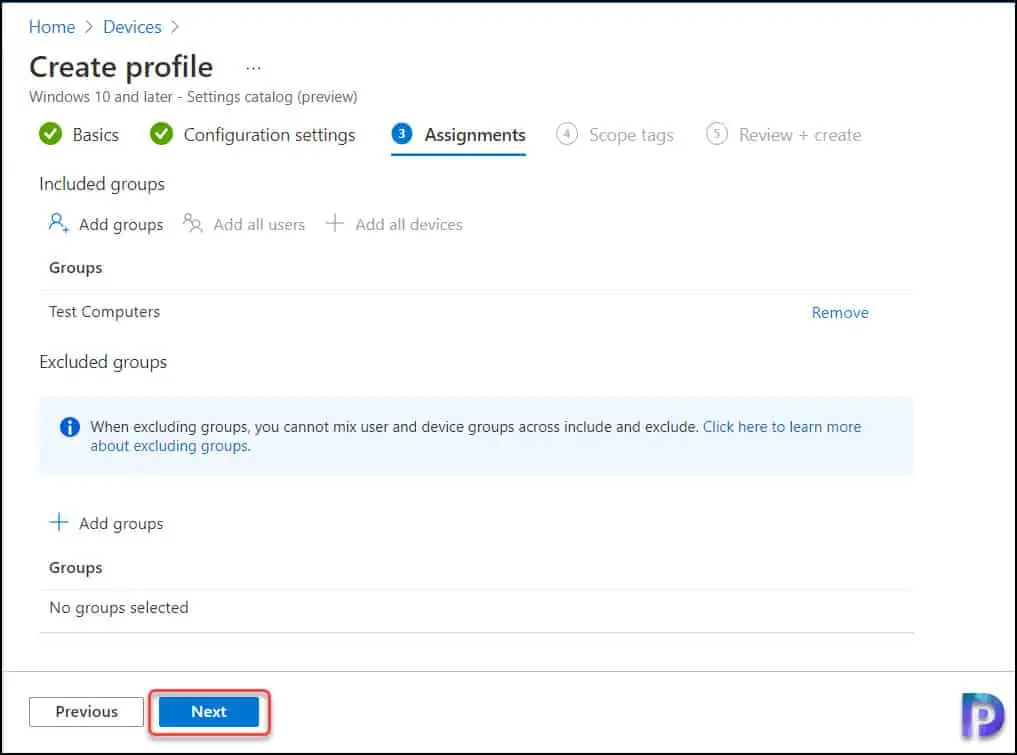 Intune Settings Catalog - Assignments