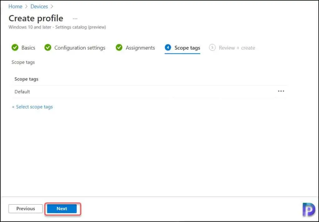 Intune Settings Catalog - Scope Tags