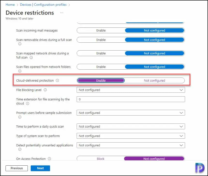 Enable Cloud Protection using Intune