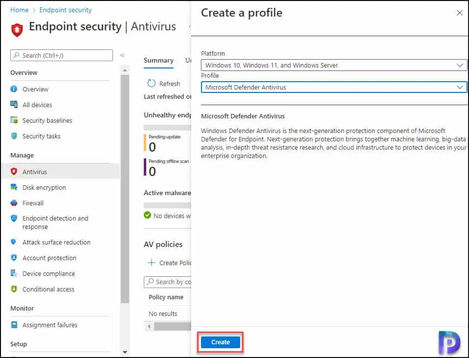 Turn on Cloud Protection using Endpoint Manager Antimalware Policy