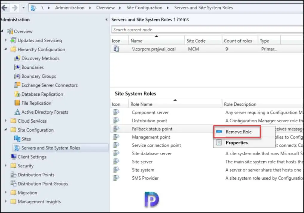 Remove SCCM Fallback Status Point Role