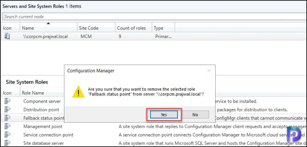 Remove SCCM Fallback Status Point Role