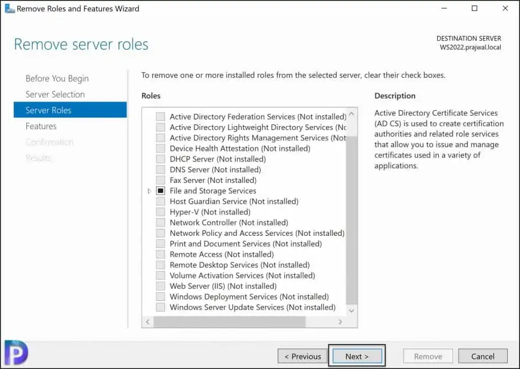 Uninstall WSUS Admin Console using Server Manager