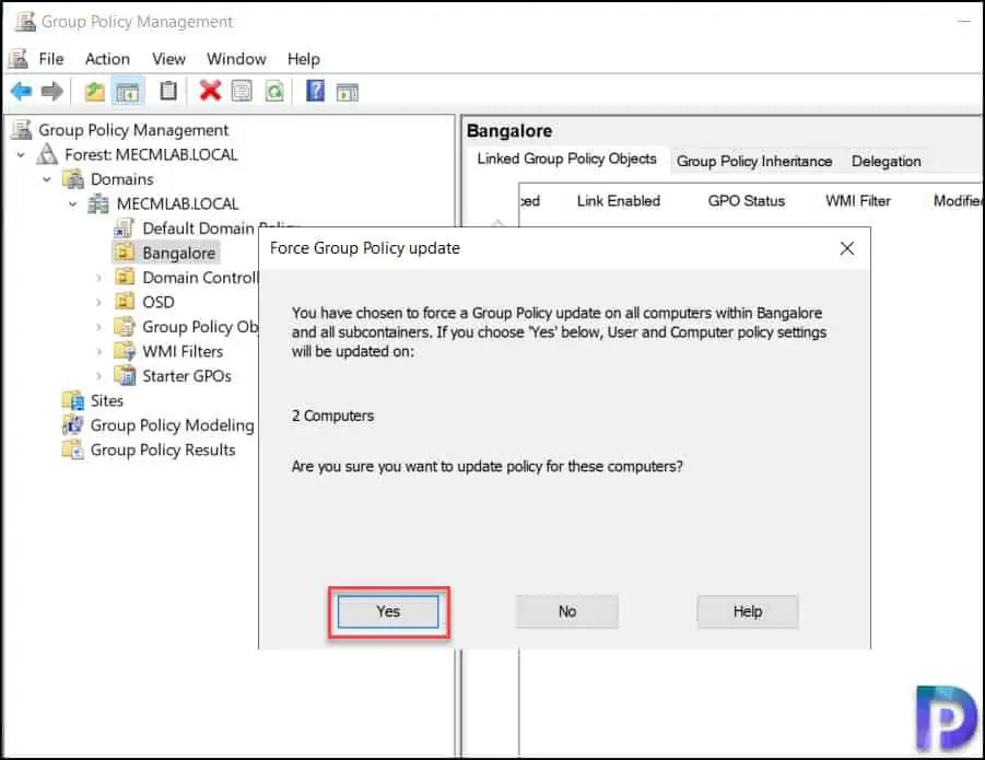 Use Group Policy Management Console to run GPUpdate