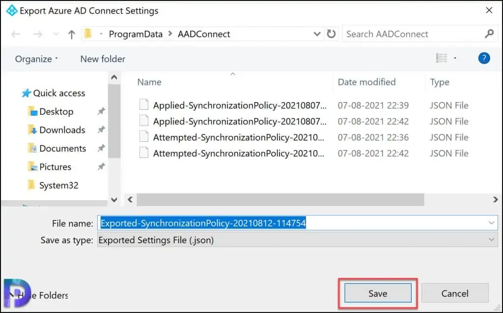 Export Azure AD Connect Configuration