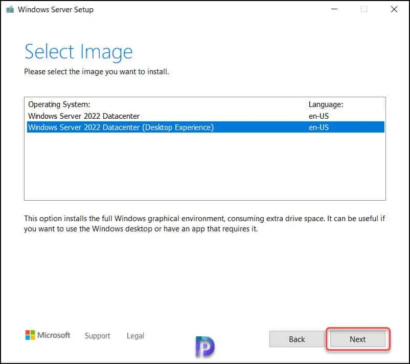 Select Windows Server 2022 Image