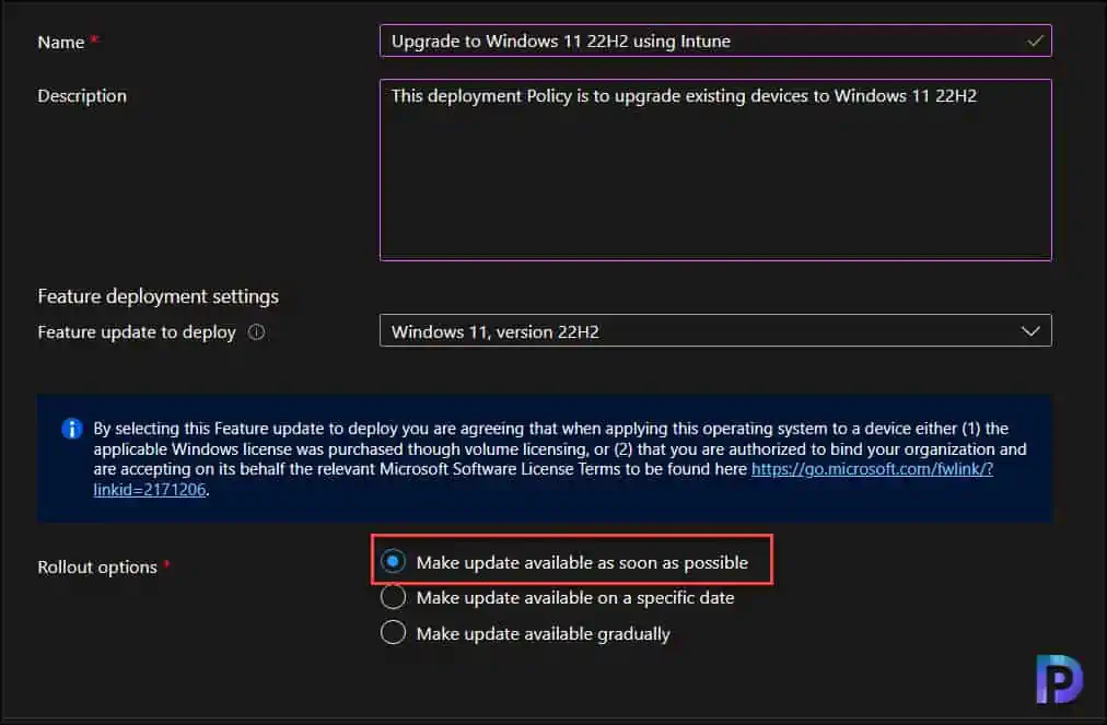 Windows 11 22H2 Rollout Options using Intune